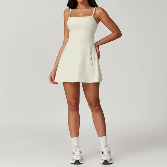 Tennis Dress with Shorts Women Badminton Clothing Casual 2025 Golf Wear Workout Gym Outfit Sport Dress with Shorts Underneath