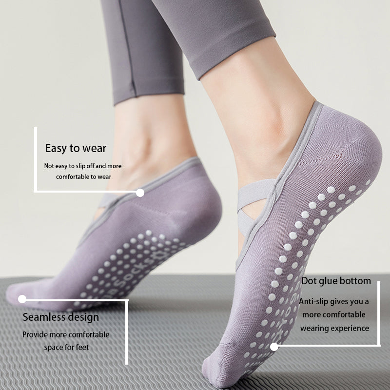 6 Pairs Women Yoga Socks Non-Slip Grips Straps for Added Balance and Stability Ideal for Pilates Pure Barre Ballet Dance Barefoot